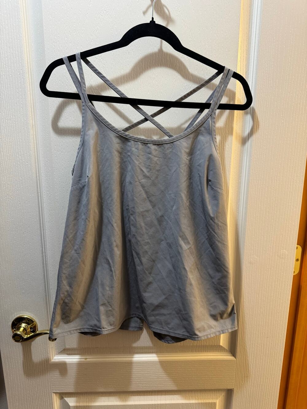 Athleta Move It Strappy Tank Gray Small Criss Cross Back Athletic Casual Top